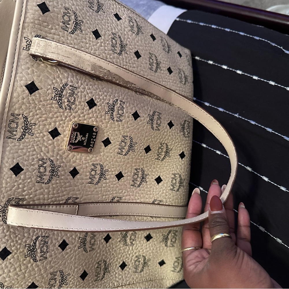MCM Tan Logo Tote Bag